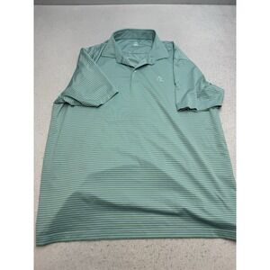 Rhoback Polo Shirt Mens 2XL Green Striped Short Sleeve Golf Performance Stretch